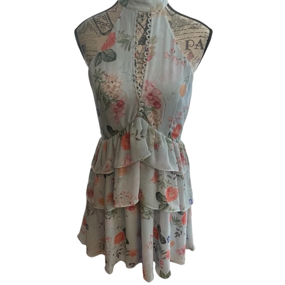 Express Dresses & Skirts - Express Light Blue Floral Halter Dress